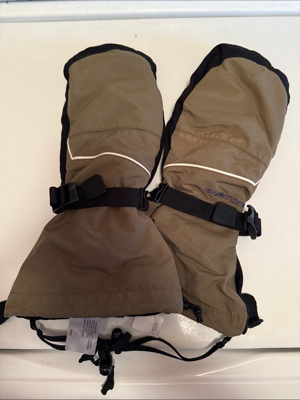 Burton Olive/Tan Winter Snow Mittens snowboarding size large